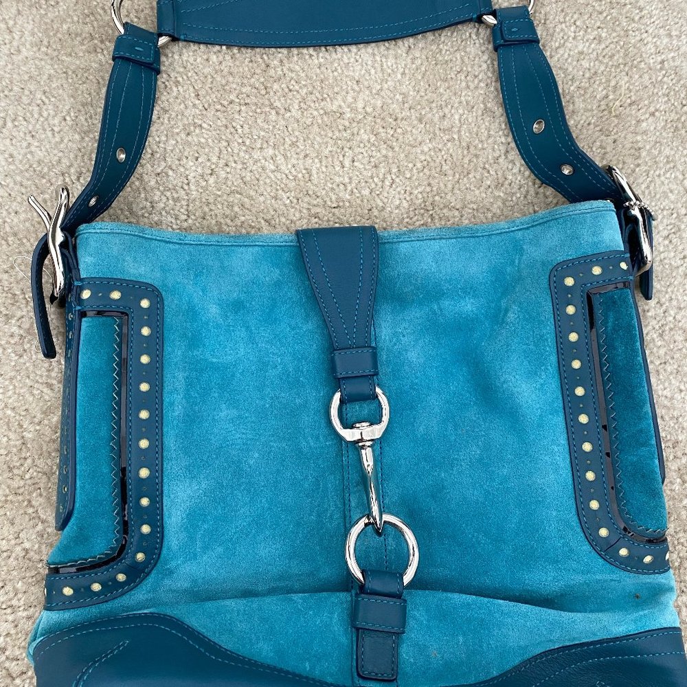 Coach Teal Suede Hobo